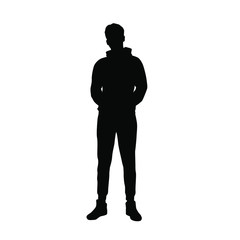 Vector silhouette of a man standing, black color, isolated on a white background