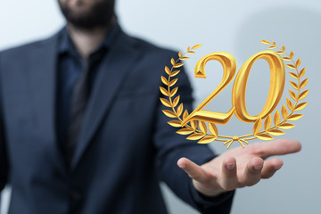 20 Digital number Years Anniversary 3d background.