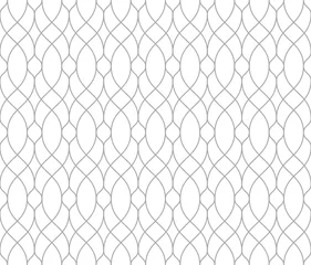 Behang Het geometrische patroon met golvende lijnen. Naadloze vectorachtergrond. Witte en grijze textuur. Eenvoudig rooster grafisch ontwerp. © ELENA