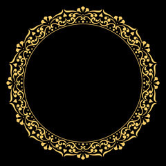 Decorative frame Elegant vector element for design in Eastern style, place for text. Floral golden border. Lace illustration for invitations and greeting cards.