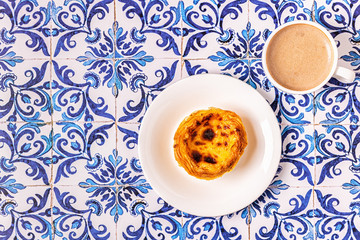 Egg tart, traditional Portuguese dessert, pastel de nata.