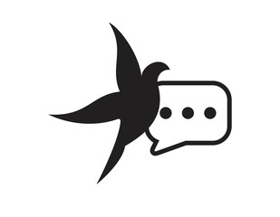 Chat bird logo template design vector