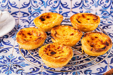 Egg tart, traditional Portuguese dessert, pastel de nata.