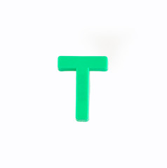 Letter T of the alphabet - Piece in green plastic