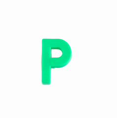 Letter P of the alphabet - Piece in green plastic