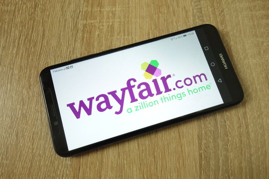KONSKIE, POLAND - June 11, 2019: Wayfair company logo on mobile phone