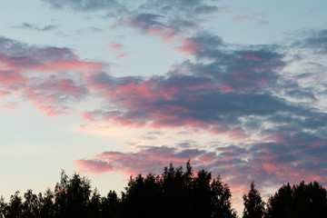 Fototapeta premium Calm pink clouds sky cloudscape at dusk
