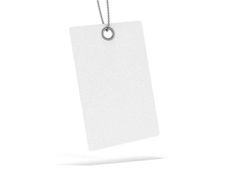 White label or price tag on white background. 3D