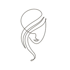 Continuous line drawing of Portrait of a Beautiful Woman's face