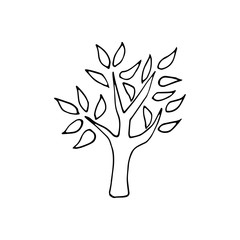 Hand drawn ecology doodle plant and leaves. Vector illustration about environment problems. Sketch elements set for graphic and web design.