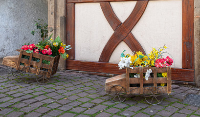 Flowers. Color. Deco. Street. Colmar. Wooden Box