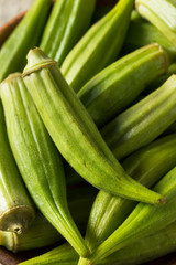 Raw Green Organic Okra Pods