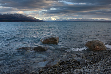 Lake Pukaki Mount Cook New Zealand Clouds Evening light