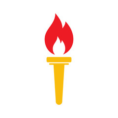 Fire torch icon. Red flame. Burning sign of sports games, victory and success. Vector isolated on white background.
