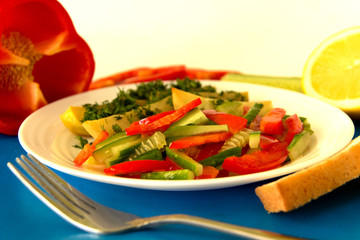 Vitamin useful afternoon snack. Vegetable salad close up
