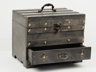 old suitcase isolated on white background