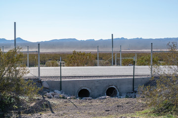 USA, Nevada, Clark County, Eldorado Valley, Boulder City. A specialized wildlife crossing with...