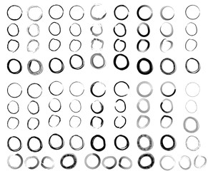 Set of unique ink sketched shapes for logotype, brand style, badge or emblem.