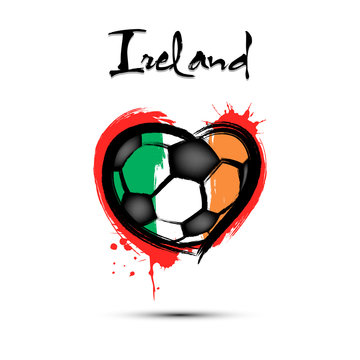 Soccer ball shaped as a heart in color of Ireland flag