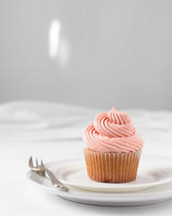 Vanilla cupcake with pink buttercream