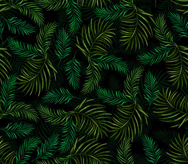 Naklejka na ściany i meble tropical leaves design seamless pattern