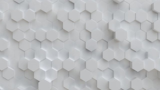 Tech 3d hexagons white abstract background loop able