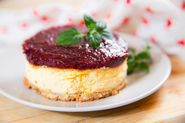 cake with raspberries and cheese