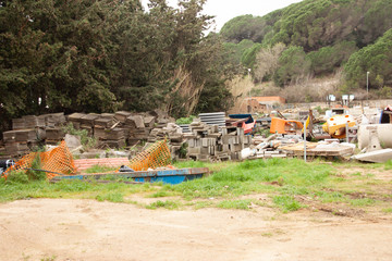 Construction debris left in the forest