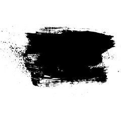 Black brush stroke isolated on white background. Trendy brush stroke for black ink paint, grunge splash, dirt banner, watercolor design and dirty texture. Creative art concept, vector illustration