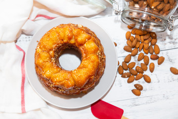 kuglof with almond and honey