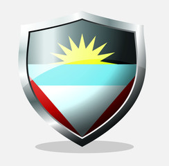 shield of the flag of the country of antigua and barbuda with a white background