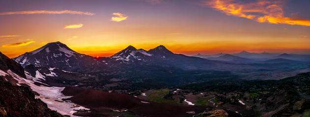 Sunset in the Mountains - Panorama - Bend Oregon