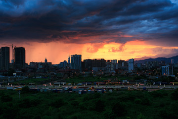 Fototapeta premium Evening Batumi, Georgia. Incredible sunset over the city.