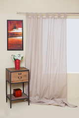 Curtain on window with home decoration. Interior design.