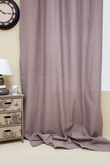 Curtain on window with home decoration. Interior design.