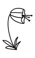 Abstract doodle single floral element for decoration patterns, wrapping paper, wallpaper, cards, invitations, packing boxes, bouquets. Isolated on white background. Vector stock illustration.