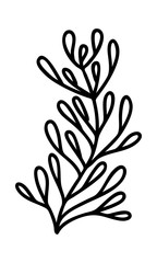 Abstract doodle single floral element for decoration patterns, wrapping paper, wallpaper, cards, invitations, packing boxes, bouquets. Isolated on white background. Vector stock illustration.