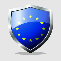European Union country flag shield icon with white background