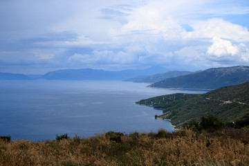 wide view over the sea near Lubenice, island Cres, croatia