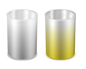 Round metal can for food, cookies and gifts. Flower vase. Gradient color