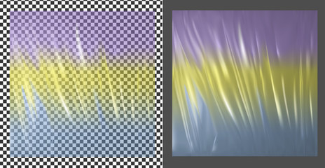 Realistic color transparent plastic wrapper texture
