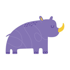 purple rhino animal cartoon doodle color