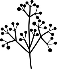 Abstract doodle single floral element for decoration patterns, wrapping paper, wallpaper, cards, invitations, packing boxes, bouquets. Isolated on white background. Vector stock illustration.