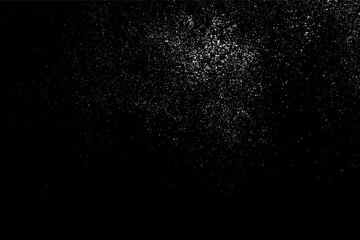 Obraz premium White Grainy Texture Isolated On Black Background. Dust Overlay. Light Coloured Noise Granules. Snow Vector Elements. Digitally Generated Image. Illustration, Eps 10.