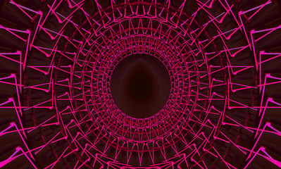 3d rendering. futuristic pink beam light black bar tunnel for any design wall  background.