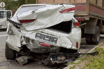 car crash accident on the road in the big city