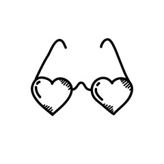 heart shaped glasses doodle icon, vector illustration