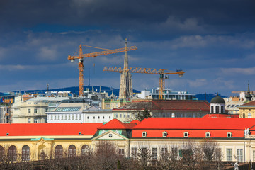 Fototapeta premium St. Stephen's Cathedral, Vienna, Austria. Near construction and cranes.