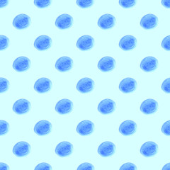 Watercolor abstract backdrop. Modern watercolor seamless pattern with blue circles on colorful background for textile design. Cloud computing. Background illustration. Seamless pattern.