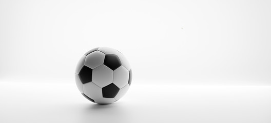 soccer ball light grey white 3d-illustration background